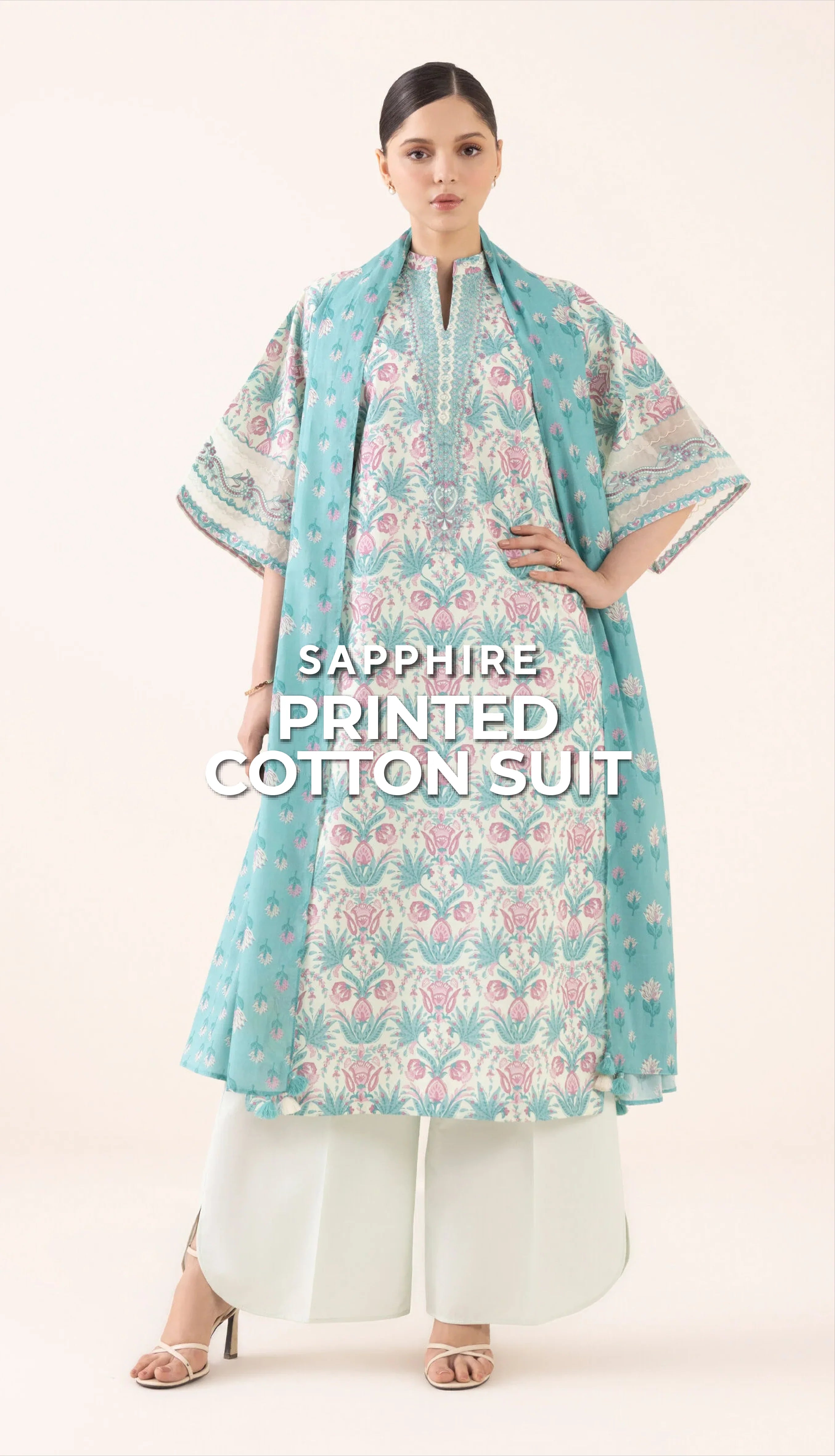 SAPPHIRE PRINTED COTTON SUIT