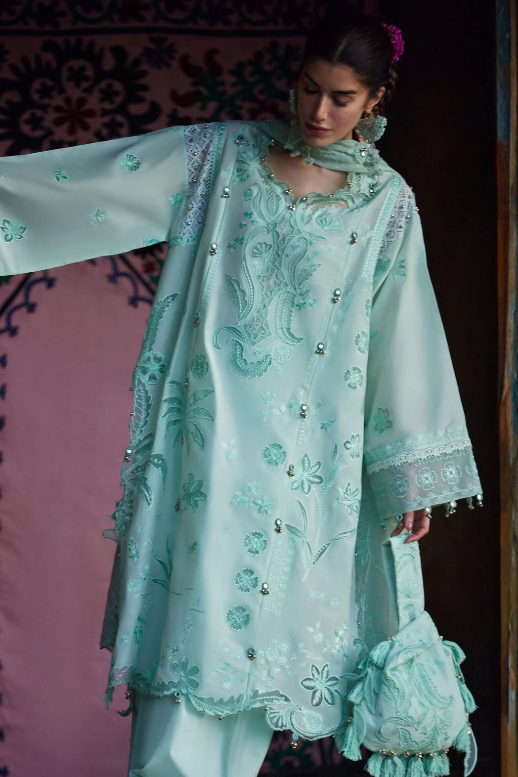 STITCHED BY CC ZAHA MEILI FESTIV LAWN ZL26-09 A 3PC