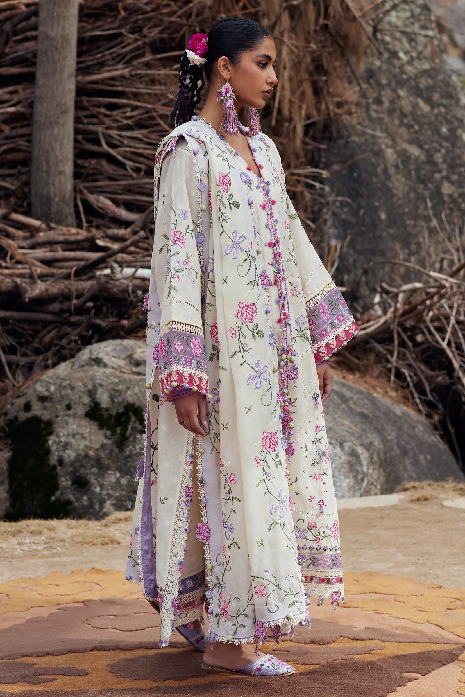 STITCHED BY CC ZAHA MEILI FESTIV LAWN ZL26-03 A 3PC