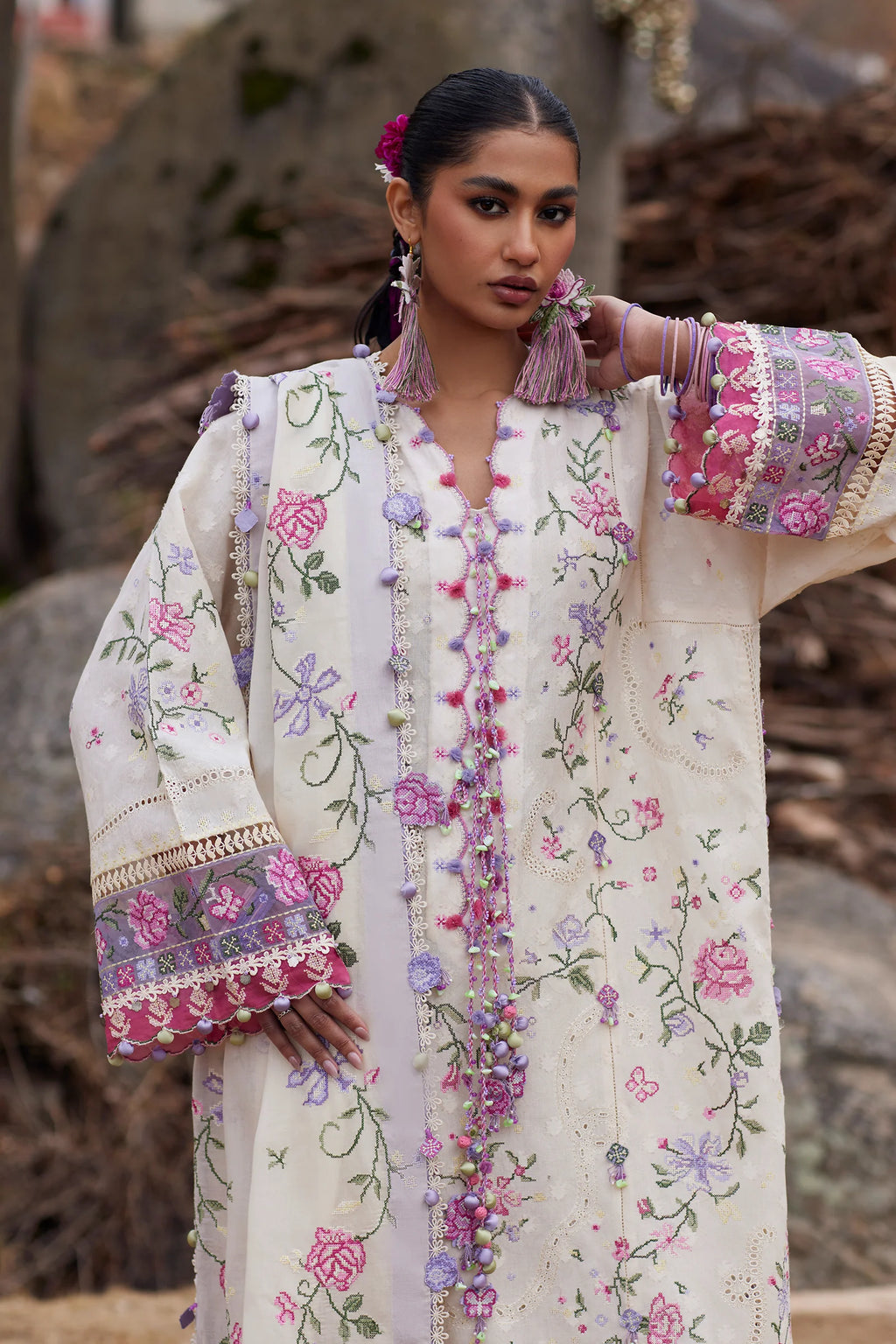 STITCHED BY CC ZAHA MEILI FESTIV LAWN ZL26-03 A 3PC
