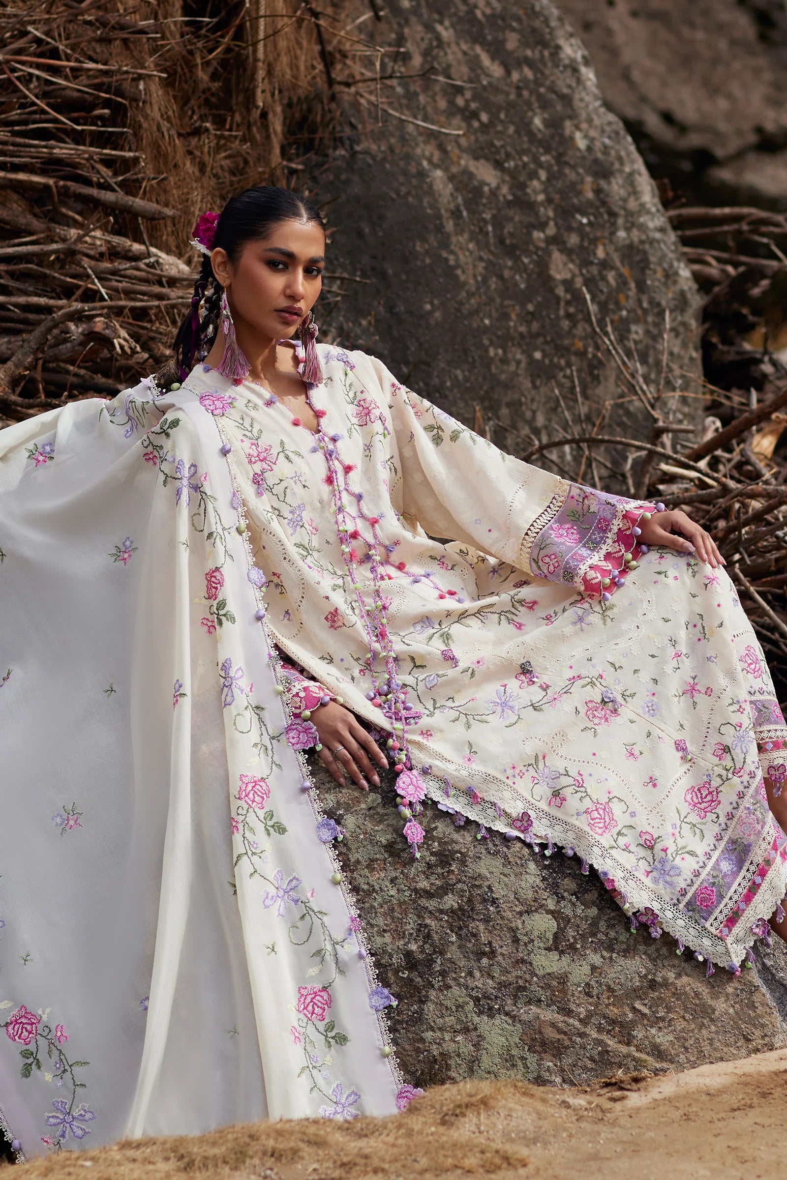 STITCHED BY CC ZAHA MEILI FESTIV LAWN ZL26-03 A 3PC