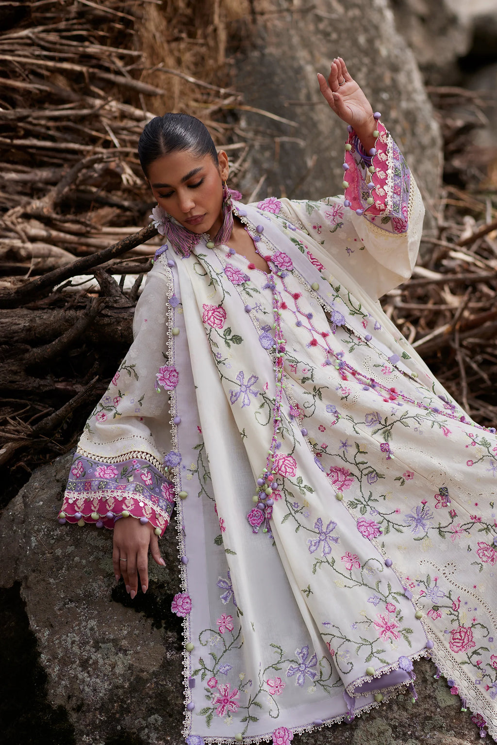 STITCHED BY CC ZAHA MEILI FESTIV LAWN ZL26-03 A 3PC