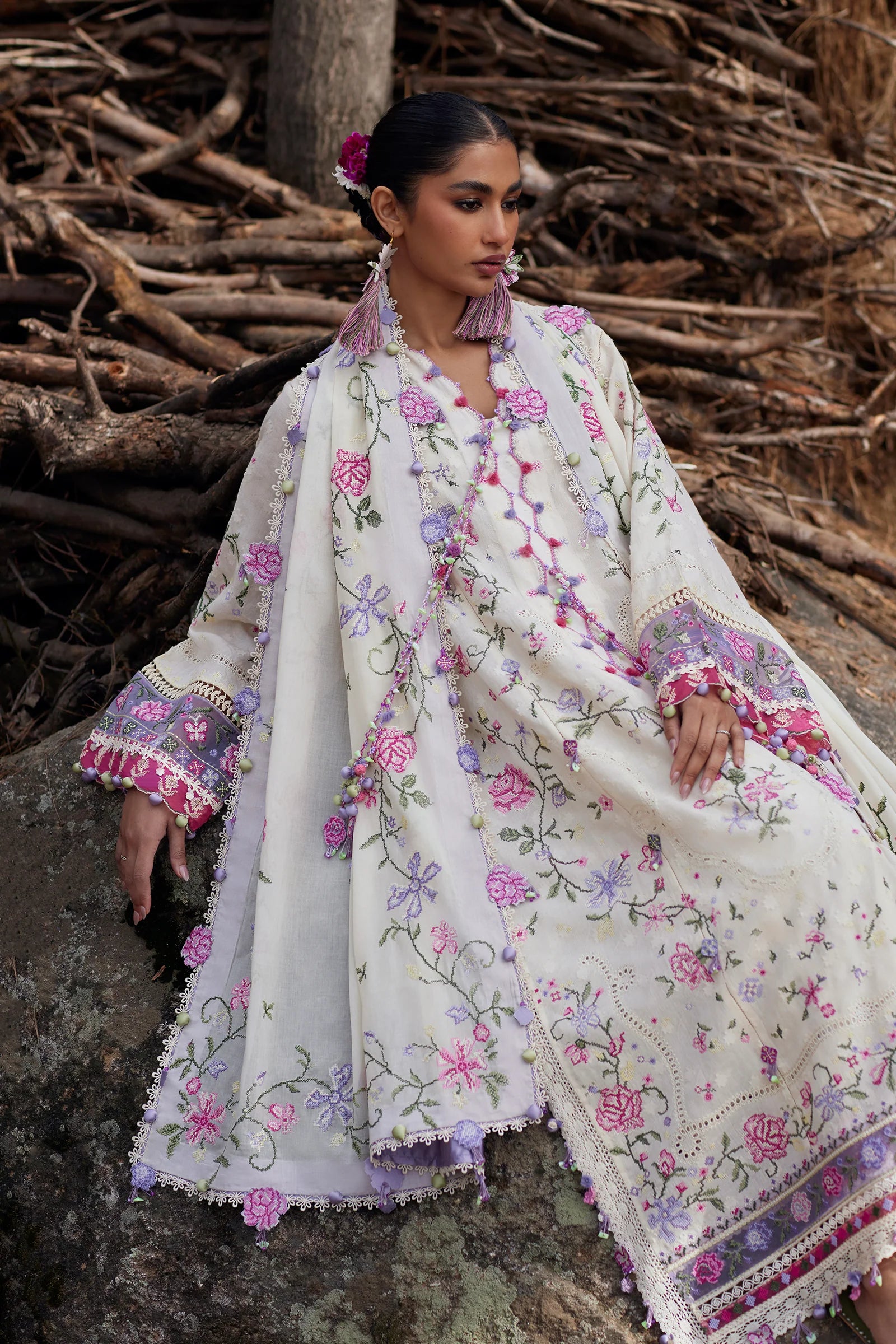STITCHED BY CC ZAHA MEILI FESTIV LAWN ZL26-03 A 3PC