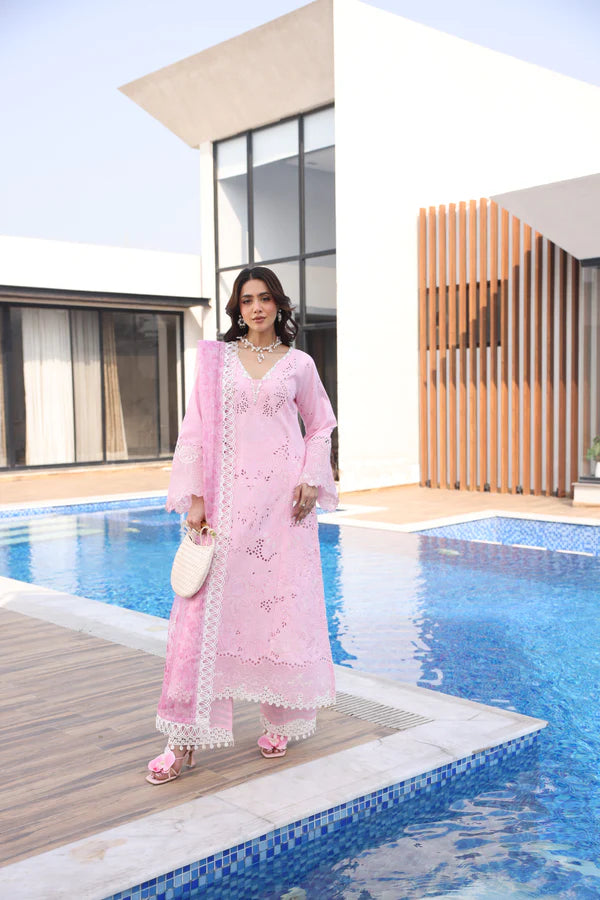 STITCHED BY CC AYLIN LUXURY LAWN PINK LILLY 3PC
