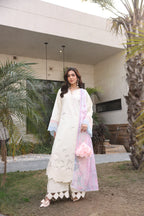 STITCHED BY CC AYLIN LUXURY LAWN IVORY ROSE 3PC