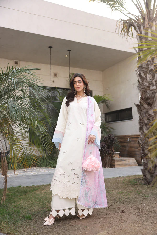 STITCHED BY CC AYLIN LUXURY LAWN IVORY ROSE 3PC