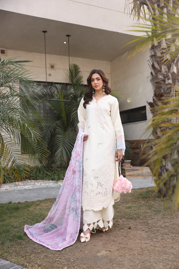 STITCHED BY CC AYLIN LUXURY LAWN IVORY ROSE 3PC