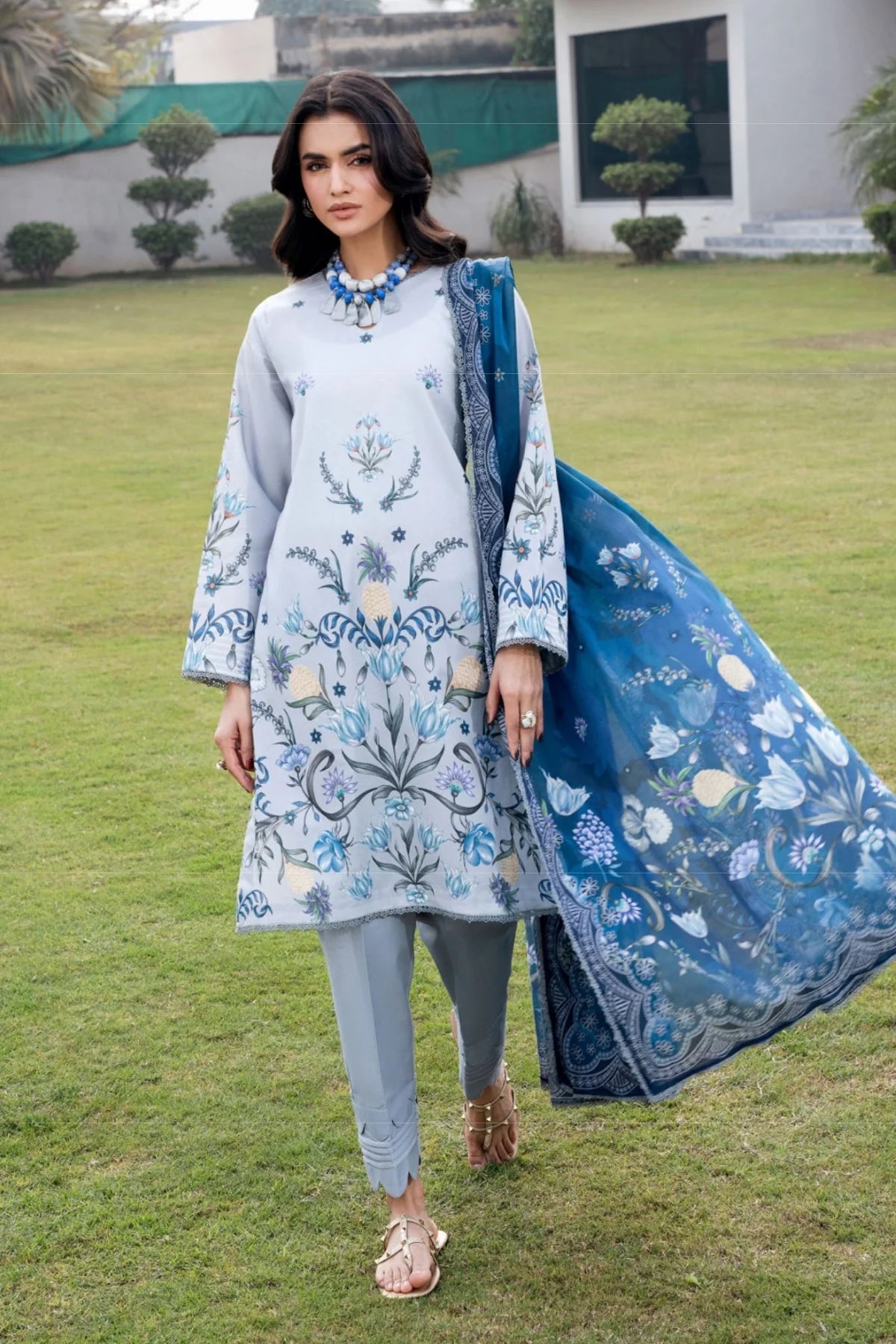 CORAL GARDENIA PRINTED LAWN CG-09