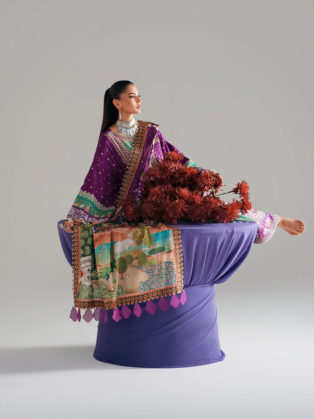 STITCHED BY CCBINILYAS AMOUR FESTIVE LUXURY LAWN 186-A 3PC