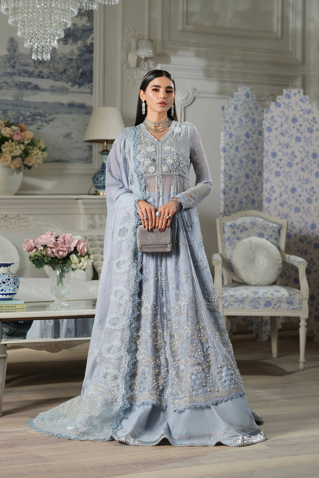 MARYAM HUSSAIN MEER EMBROIDERED CHIFFON FALAQ