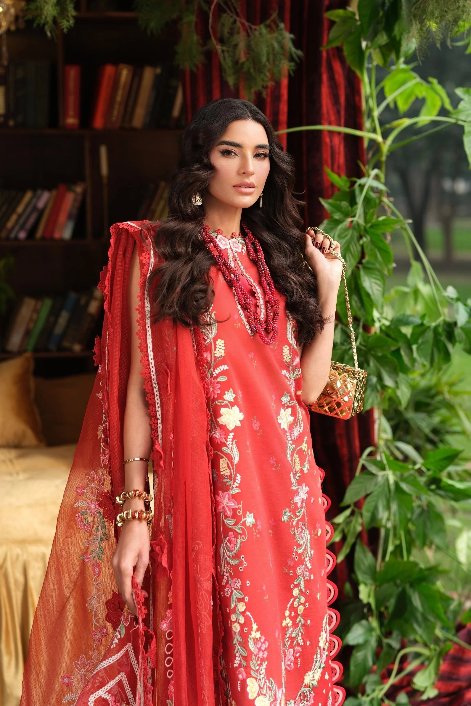 MARYAM HUSSAIN FLORAL TALE CRIMSON