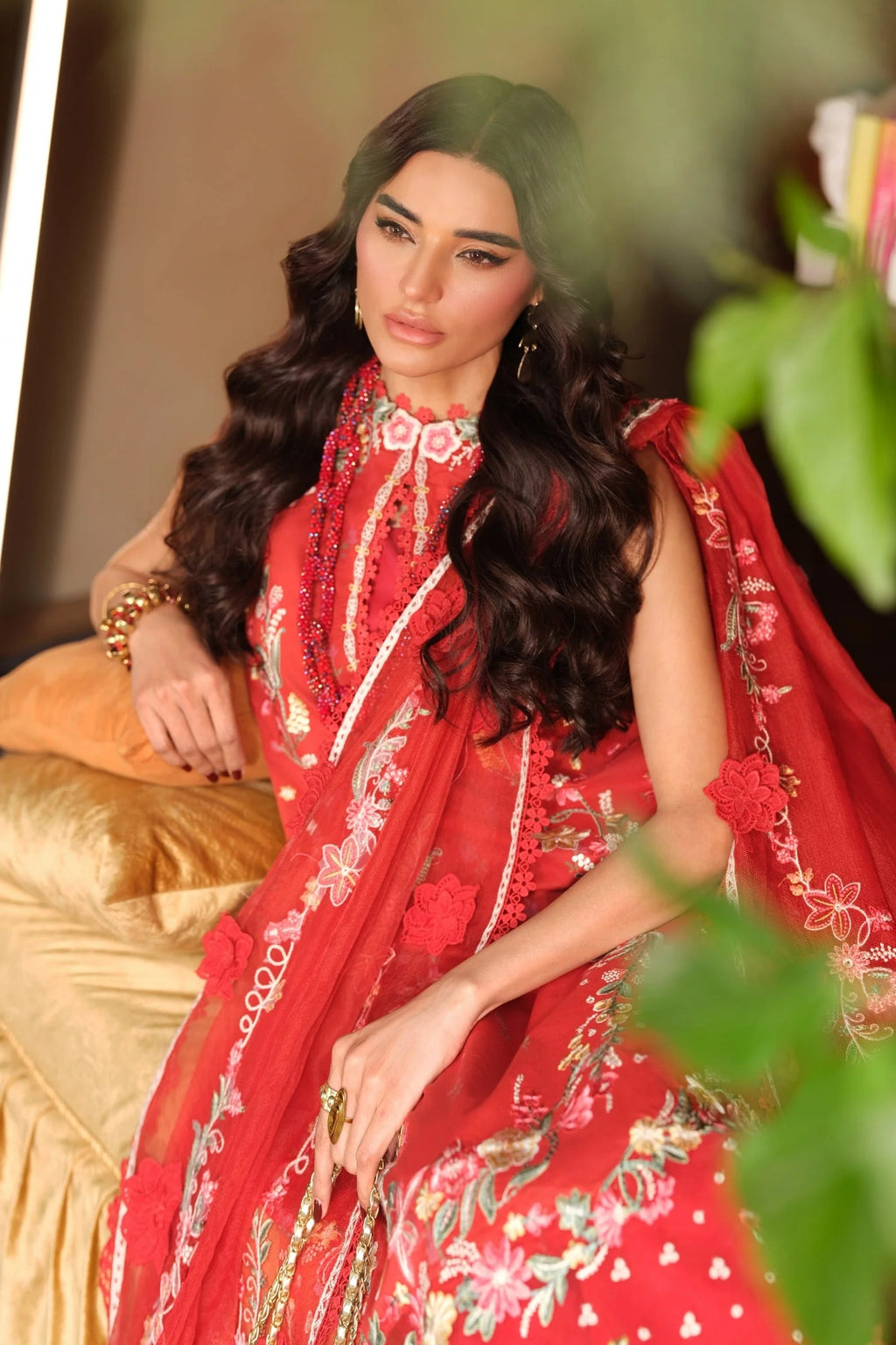 MARYAM HUSSAIN FLORAL TALE CRIMSON