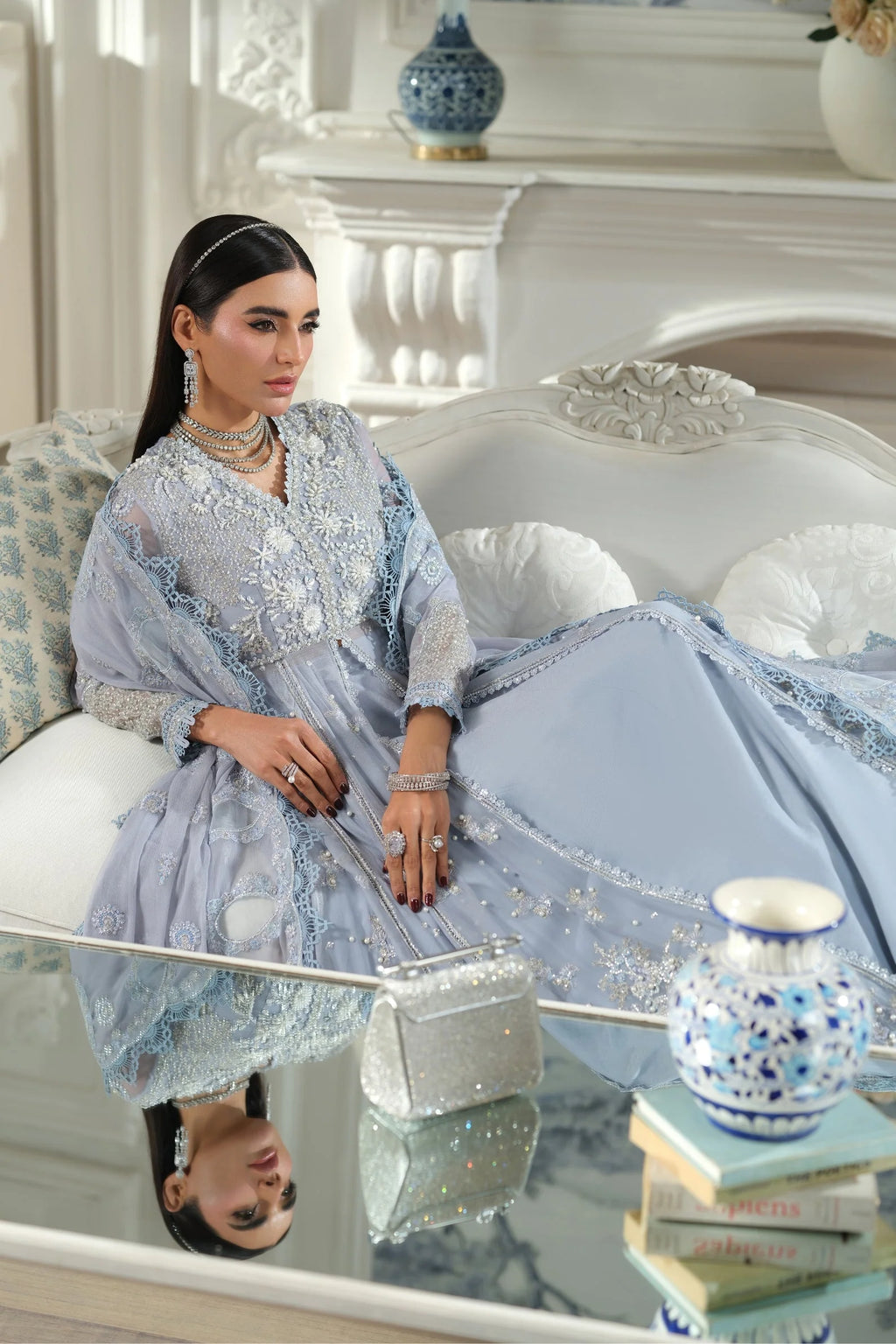 MARYAM HUSSAIN MEER EMBROIDERED CHIFFON FALAQ