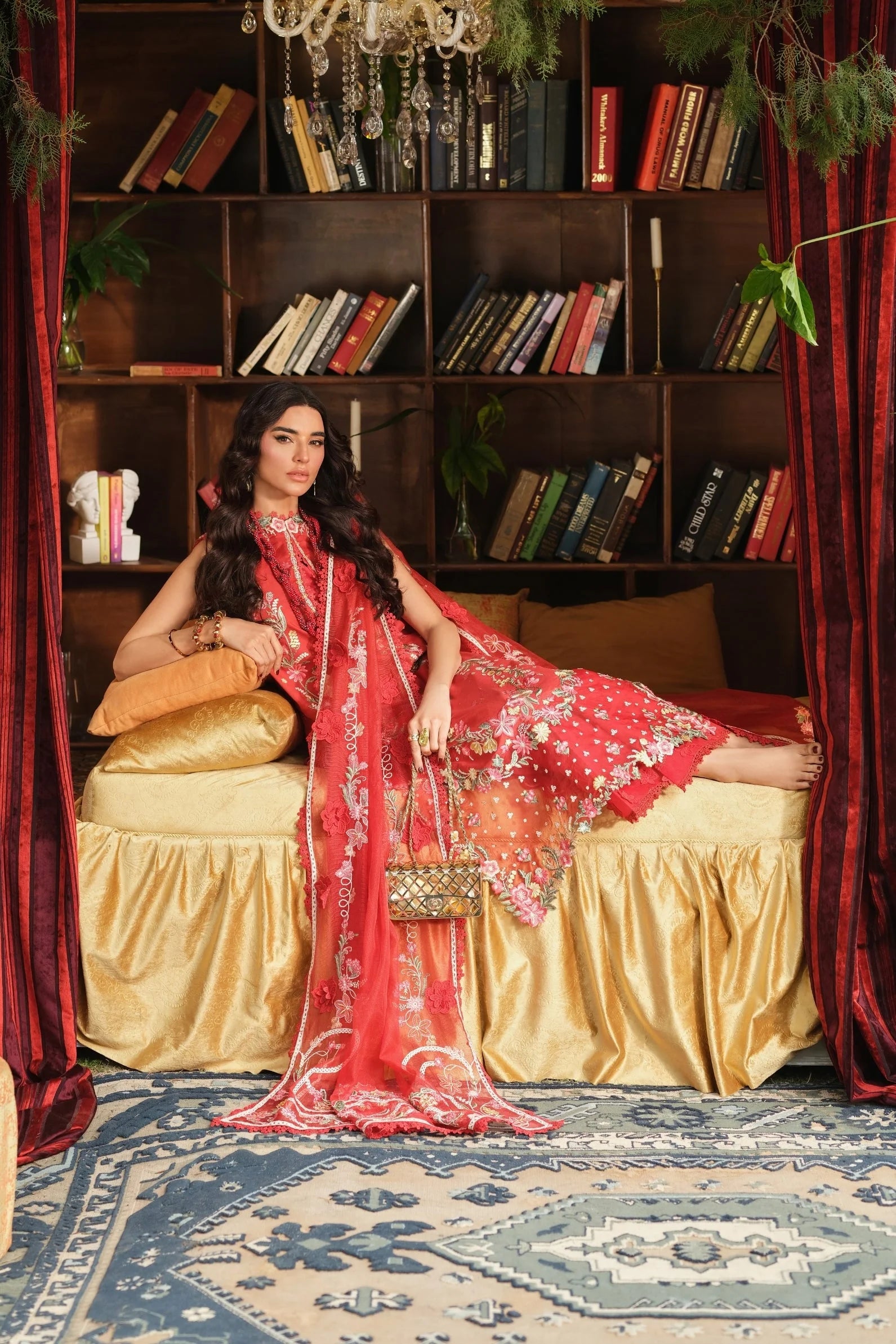MARYAM HUSSAIN FLORAL TALE CRIMSON