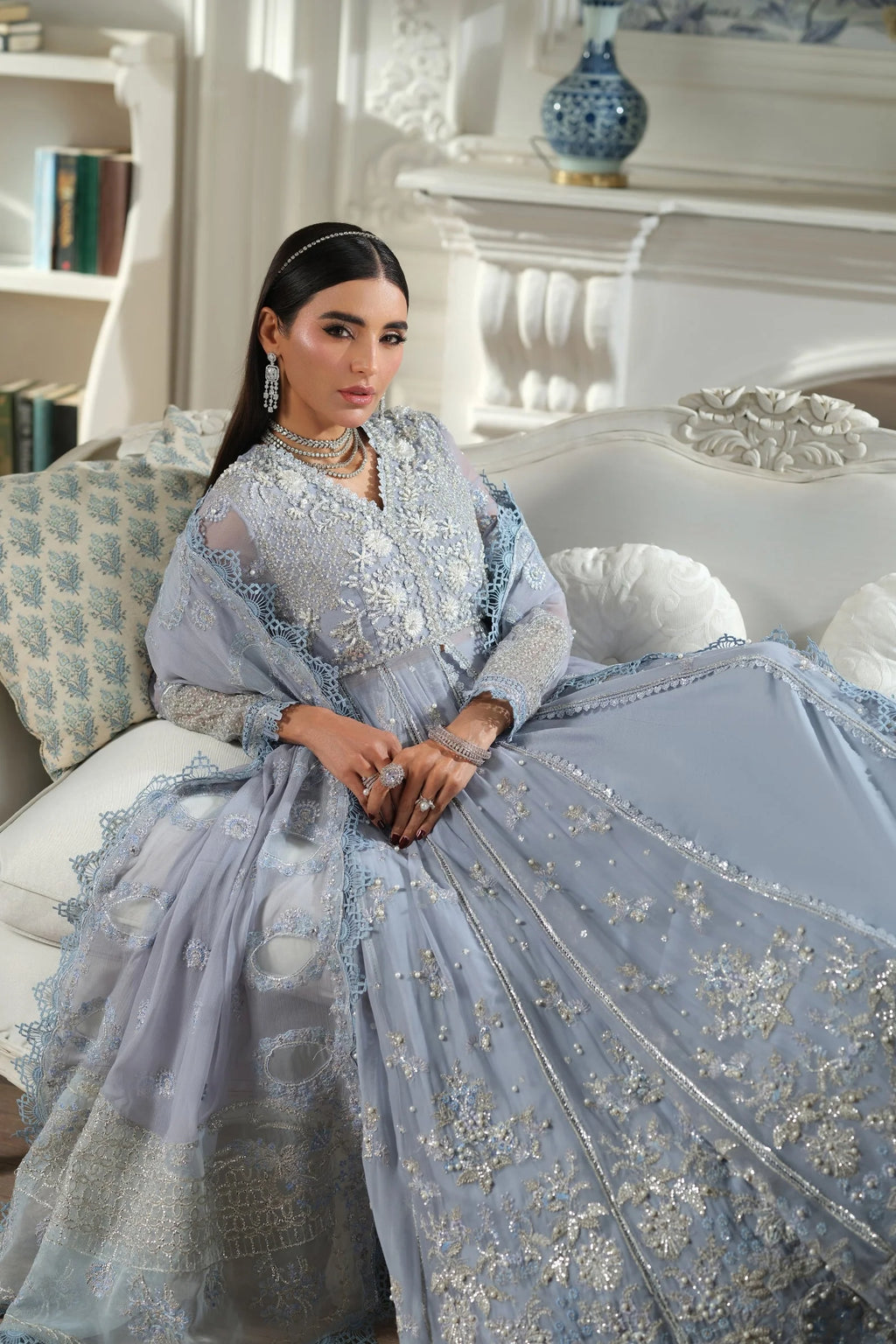 MARYAM HUSSAIN MEER EMBROIDERED CHIFFON FALAQ