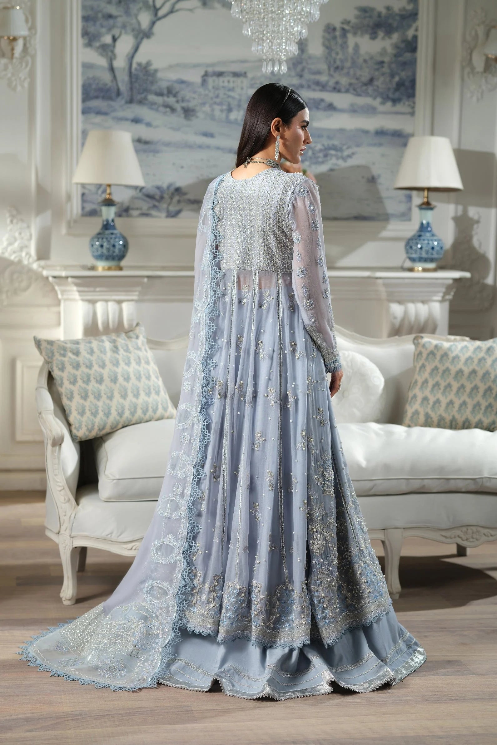 MARYAM HUSSAIN MEER EMBROIDERED CHIFFON FALAQ