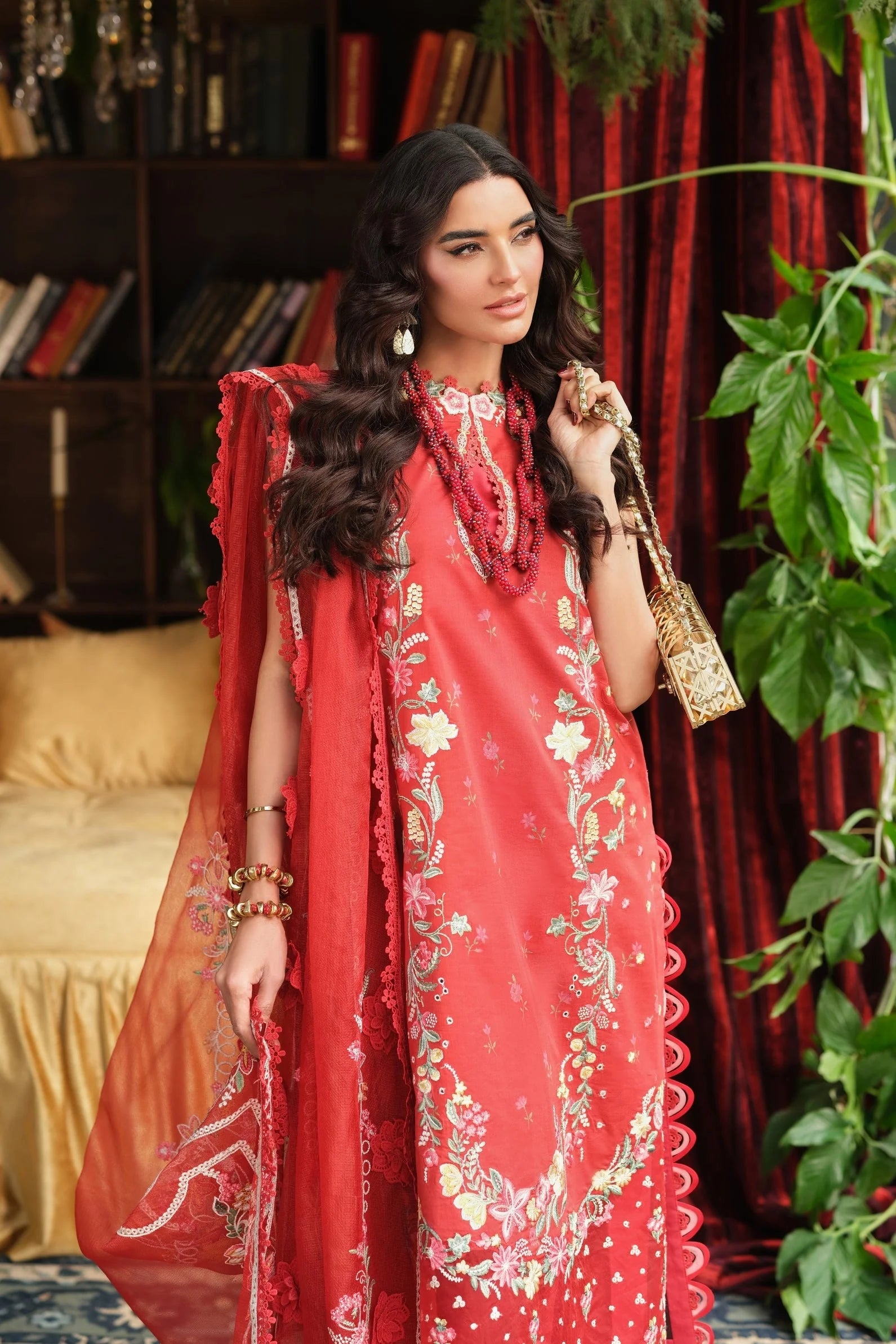 MARYAM HUSSAIN FLORAL TALE CRIMSON