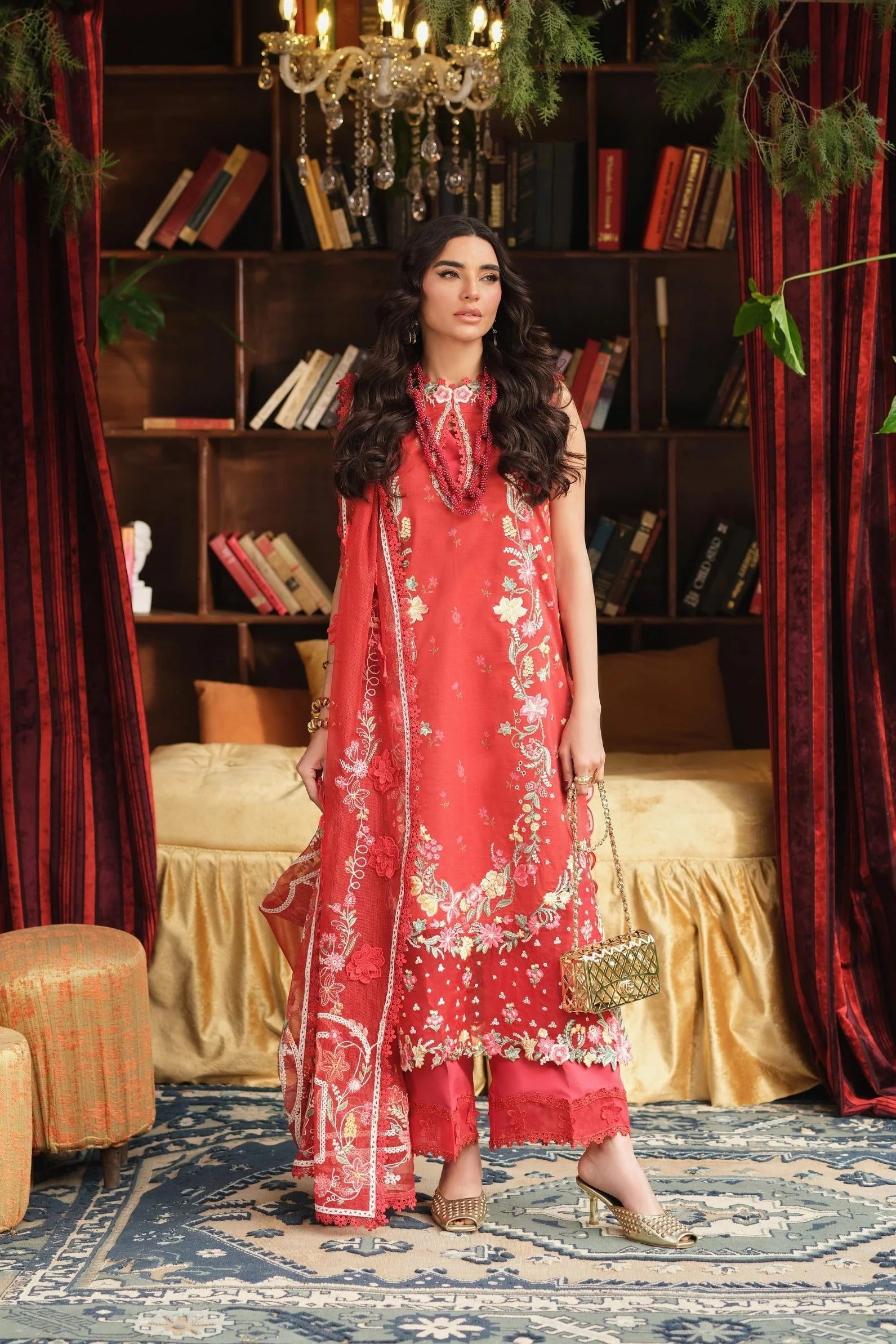 MARYAM HUSSAIN FLORAL TALE CRIMSON