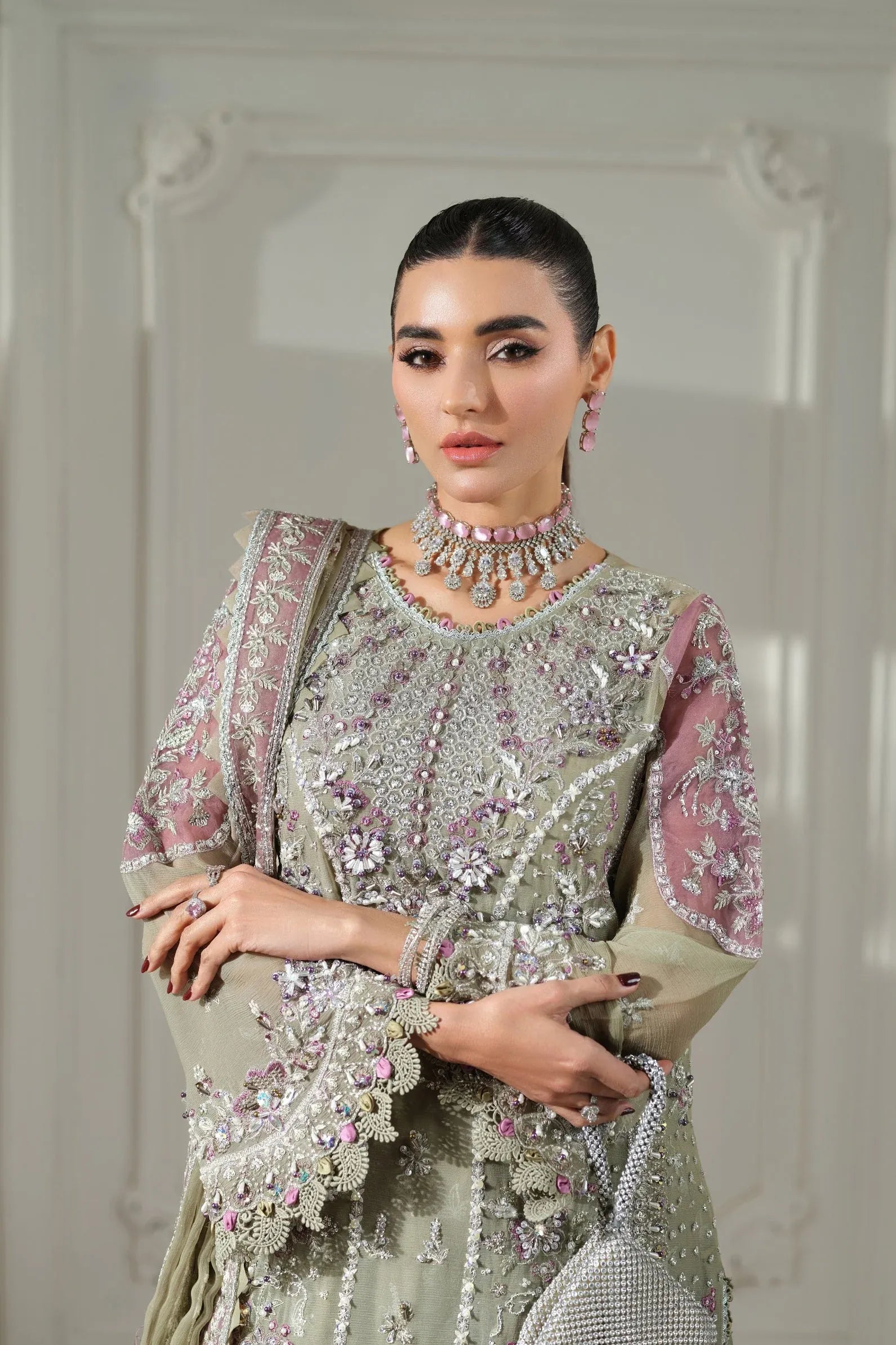 MARYAM HUSSAIN MEER EMBROIDERED CHIFFON JHOOMRO