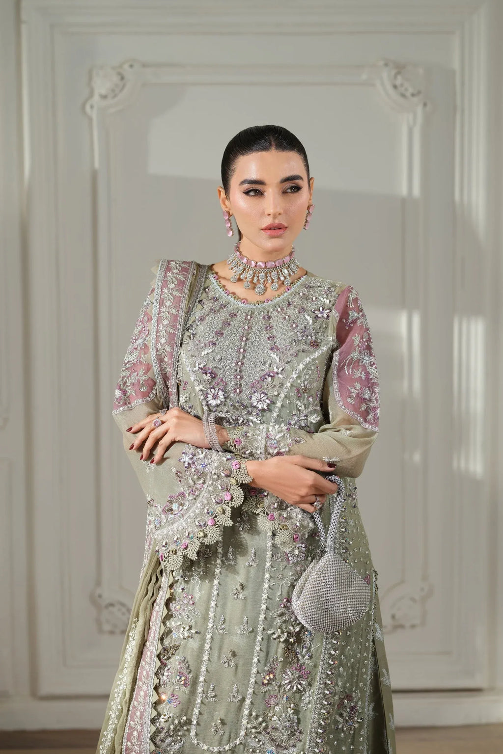 MARYAM HUSSAIN MEER EMBROIDERED CHIFFON JHOOMRO
