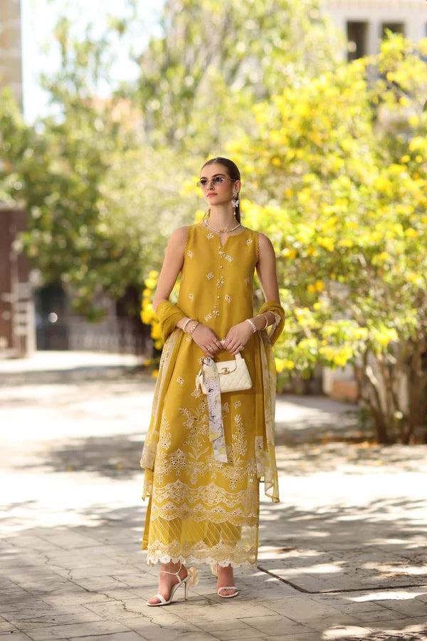 STITCHED BY CC D1-B-MANGO YELLOW NOOR 3PC