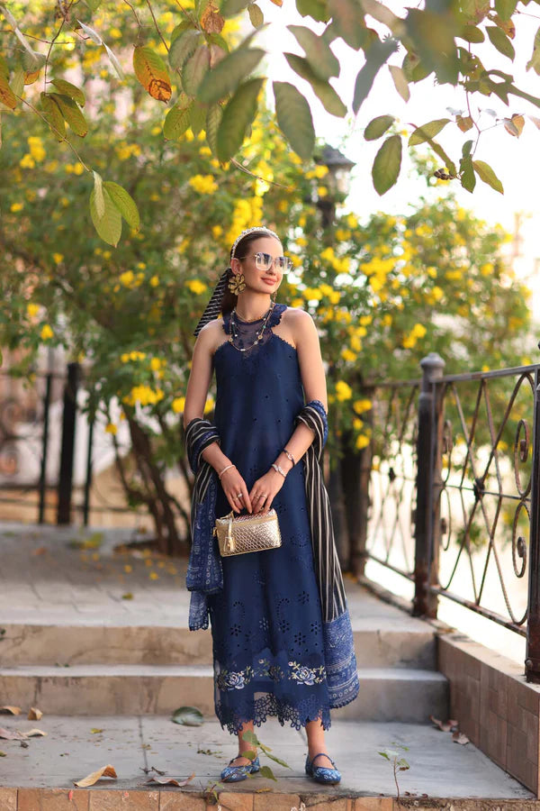 STITCHED BY CC NOOR BY SAADIA ASAD D7-B-SAPPHIRE BLUE 3PC