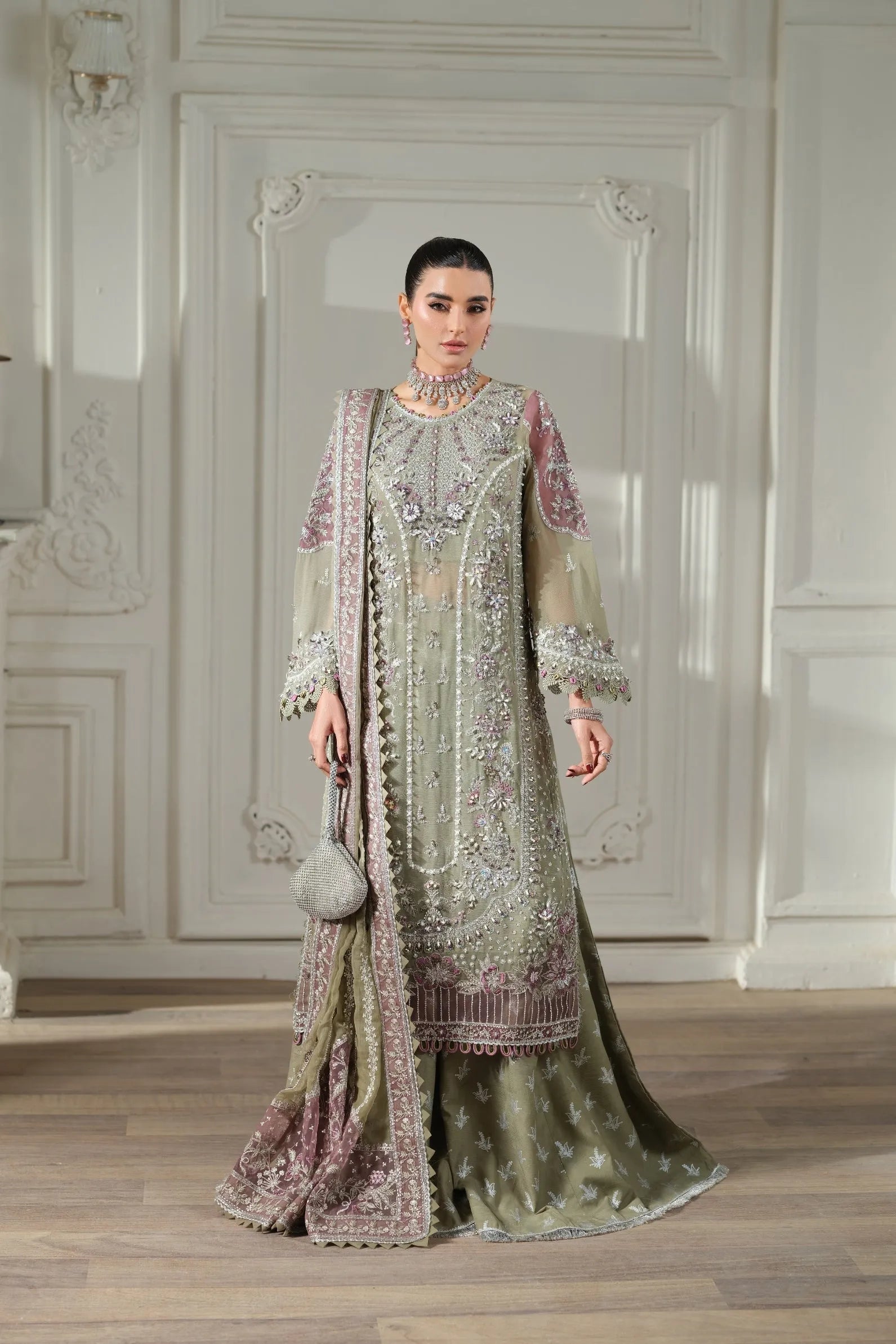 MARYAM HUSSAIN MEER EMBROIDERED CHIFFON JHOOMRO