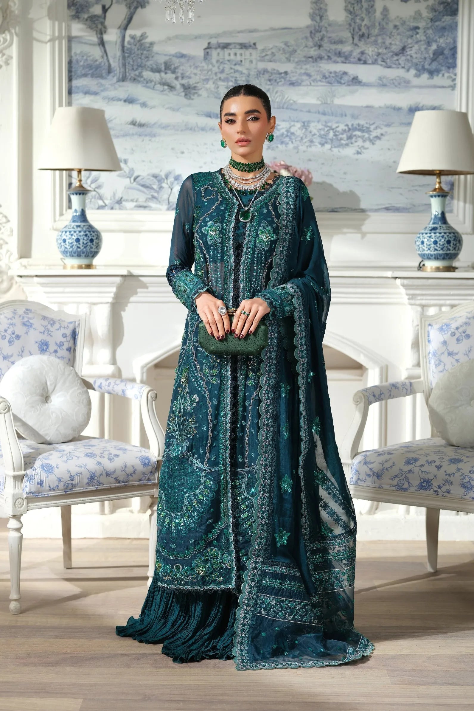 MARYAM HUSSAIN MEER EMBROIDERED CHIFFON MOMAL