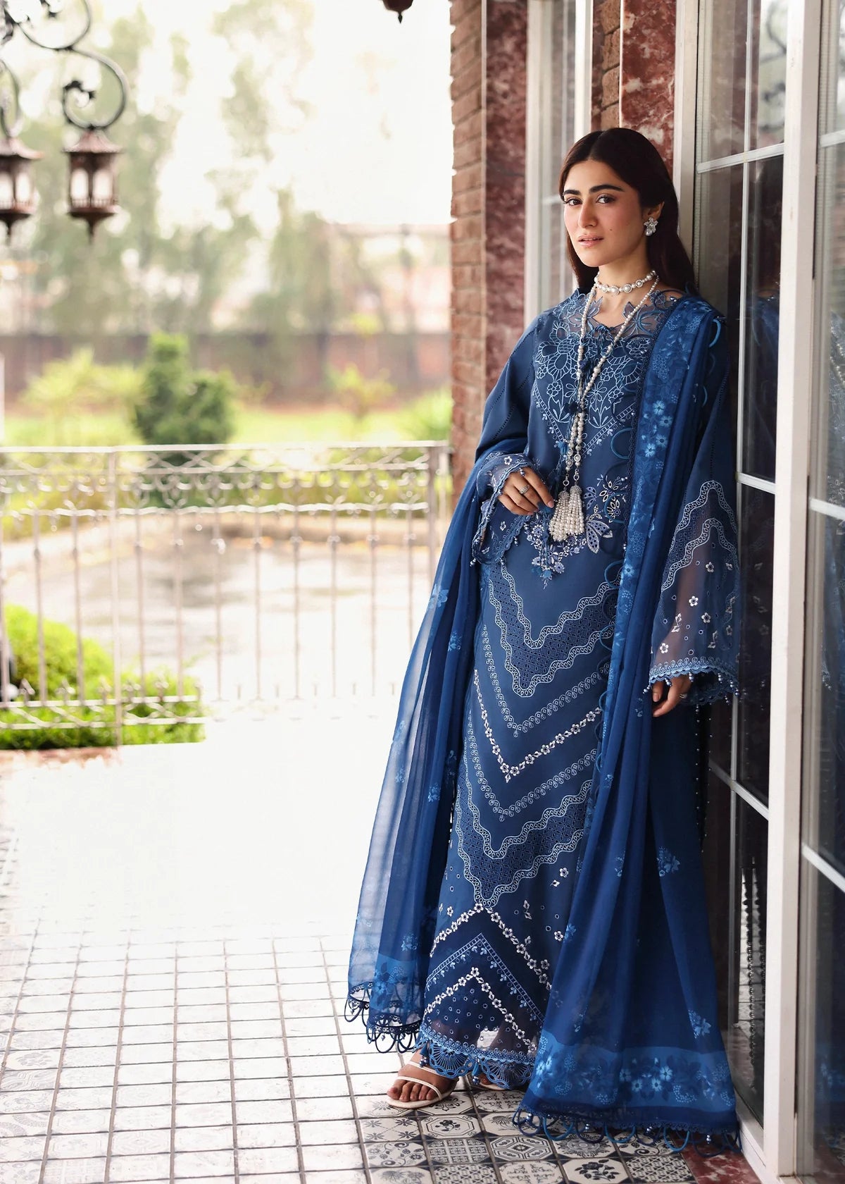 SARDINIA EMBROIDERED LAWN EID TERRACE BLUE