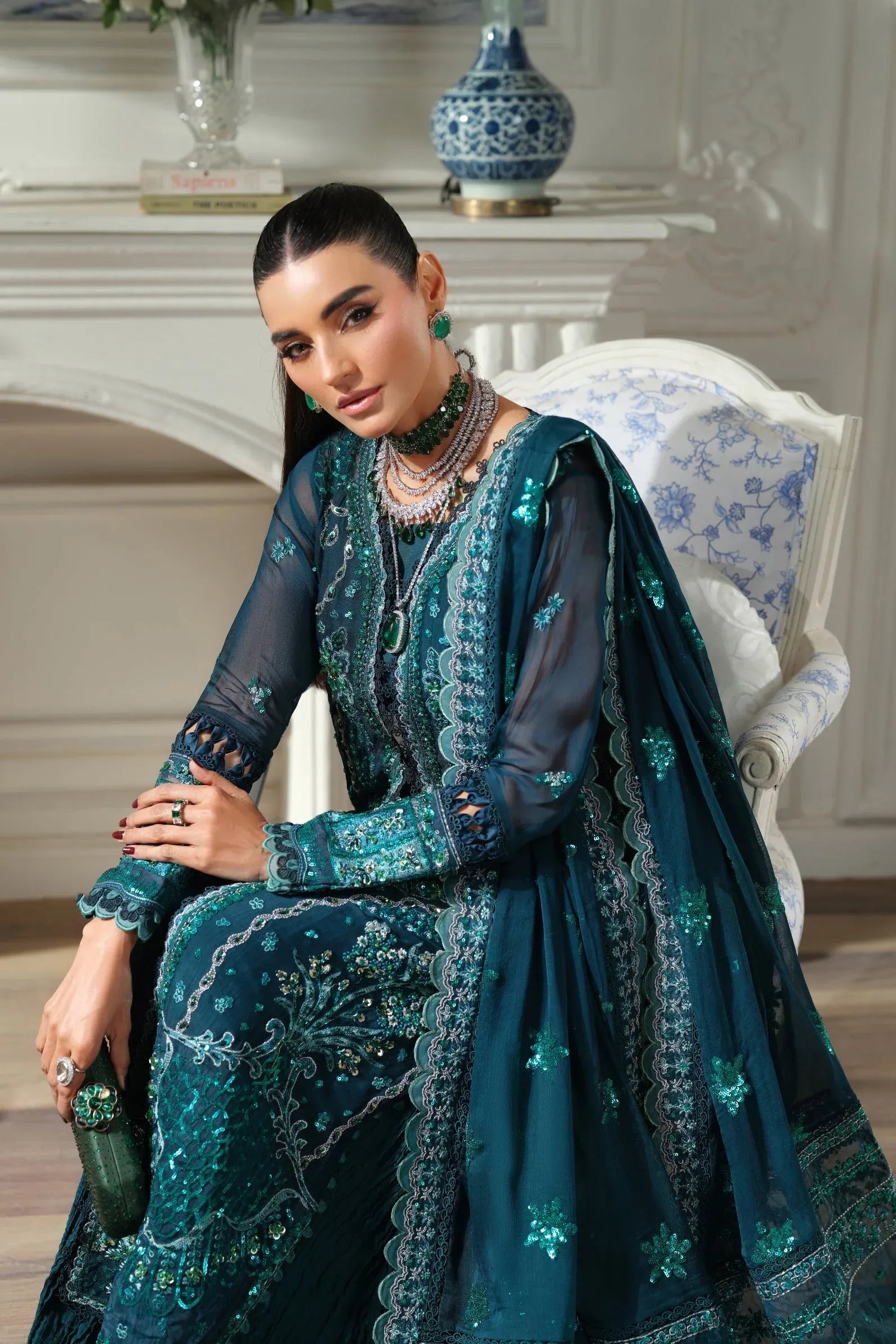 MARYAM HUSSAIN MEER EMBROIDERED CHIFFON MOMAL