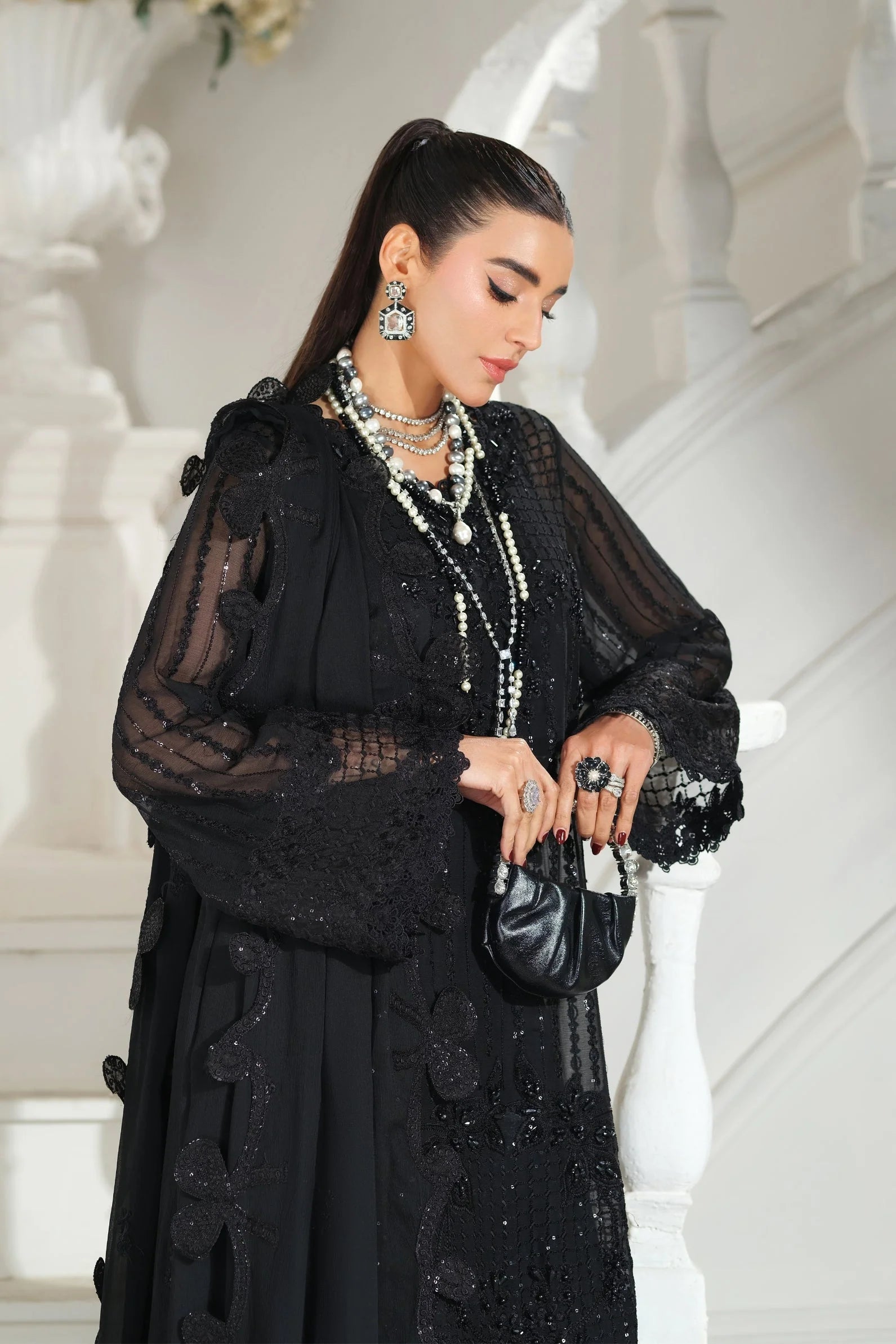 MARYAM HUSSAIN MEER EMBROIDERED CHIFFON ANDAZ