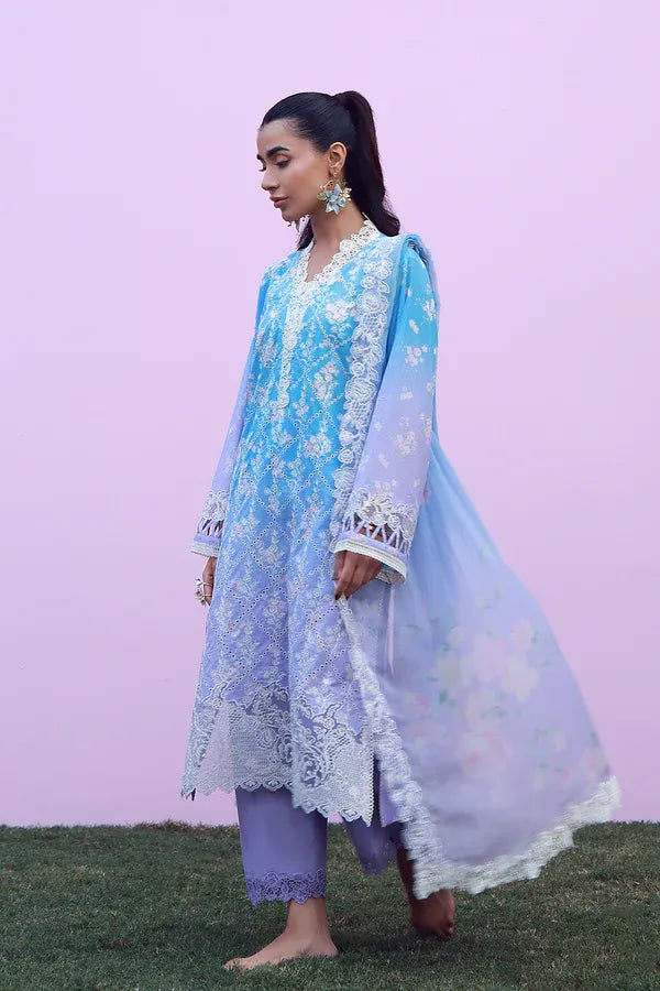 SAHAR MIRHA  EMBROIDERED LAWN INDIGO AMETHYST