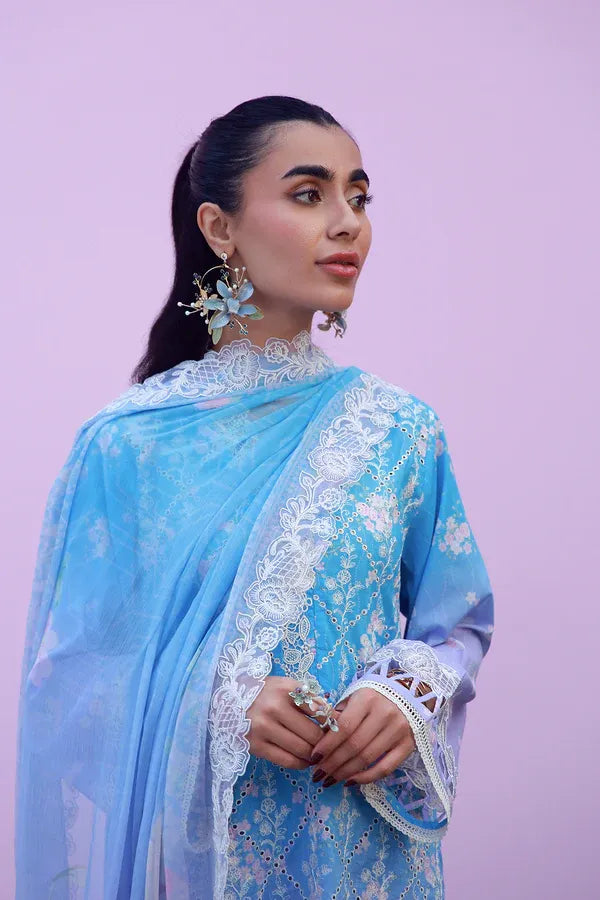 SAHAR MIRHA  EMBROIDERED LAWN INDIGO AMETHYST