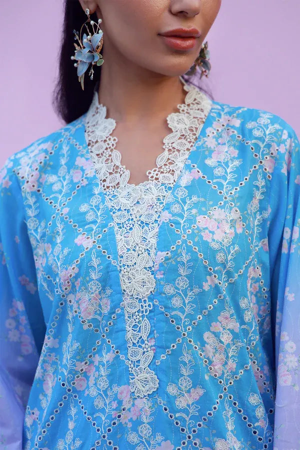 SAHAR MIRHA  EMBROIDERED LAWN INDIGO AMETHYST