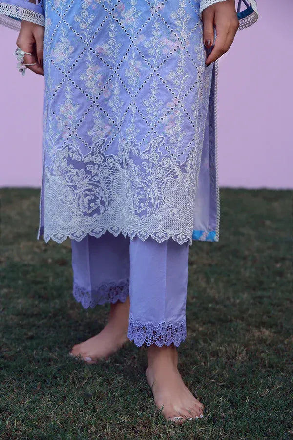 SAHAR MIRHA  EMBROIDERED LAWN INDIGO AMETHYST
