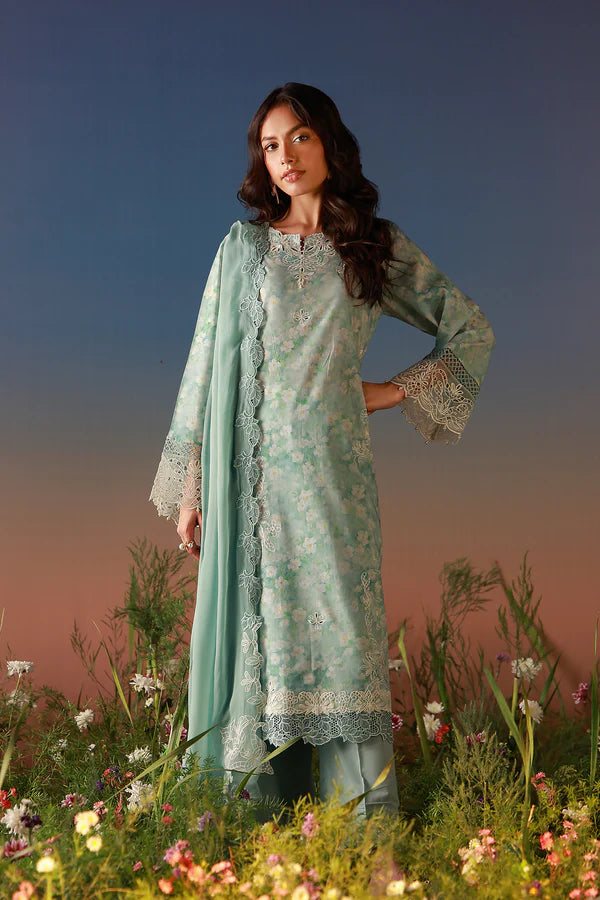 SAHAR MIRHA  EMBROIDERED LAWN PALE AZURE