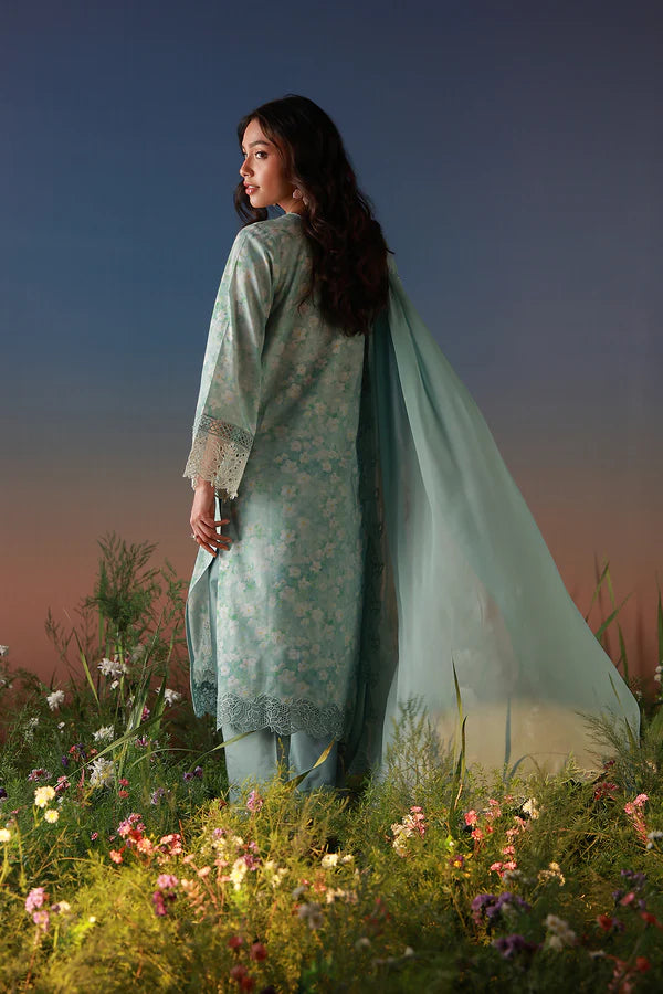 SAHAR MIRHA  EMBROIDERED LAWN PALE AZURE