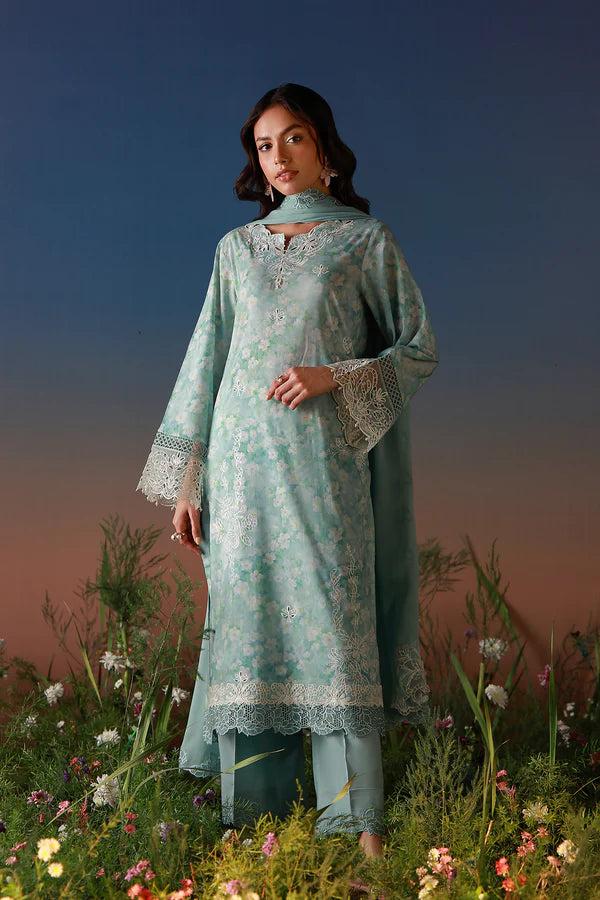 SAHAR MIRHA  EMBROIDERED LAWN PALE AZURE