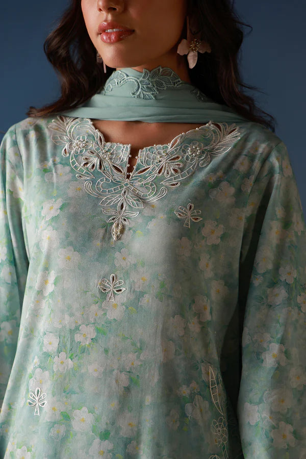 SAHAR MIRHA  EMBROIDERED LAWN PALE AZURE