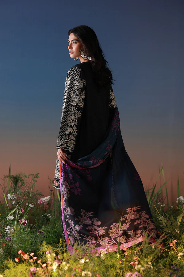 SAHAR MIRHA  EMBROIDERED LAWN NOIR ECRU