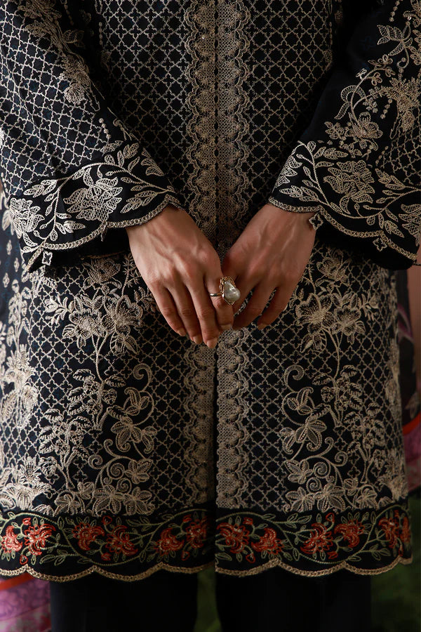 SAHAR MIRHA  EMBROIDERED LAWN NOIR ECRU