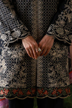 SAHAR MIRHA  EMBROIDERED LAWN NOIR ECRU