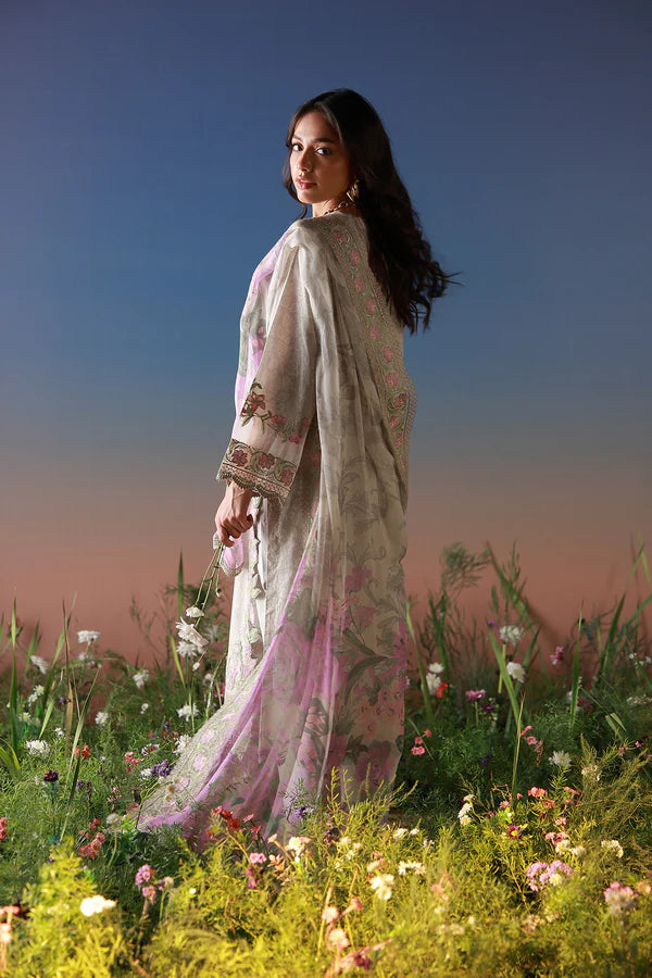 SAHAR MIRHA  EMBROIDERED LAWN IVORY PETALINE