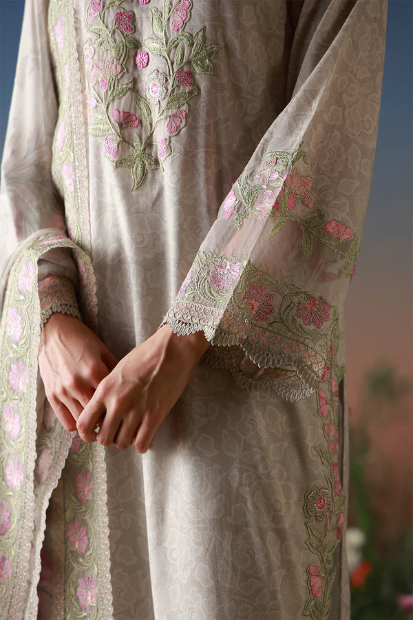 SAHAR MIRHA  EMBROIDERED LAWN IVORY PETALINE