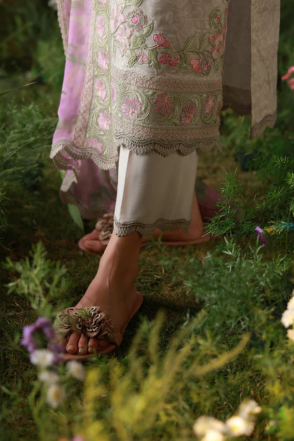 SAHAR MIRHA  EMBROIDERED LAWN IVORY PETALINE