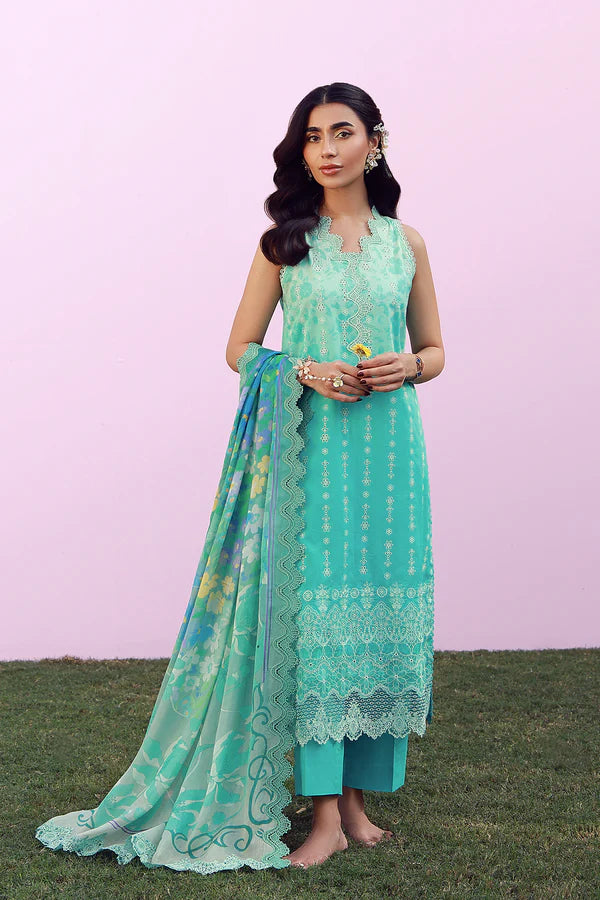 SAHAR MIRHA  EMBROIDERED LAWN TURQUOISE DRIFT
