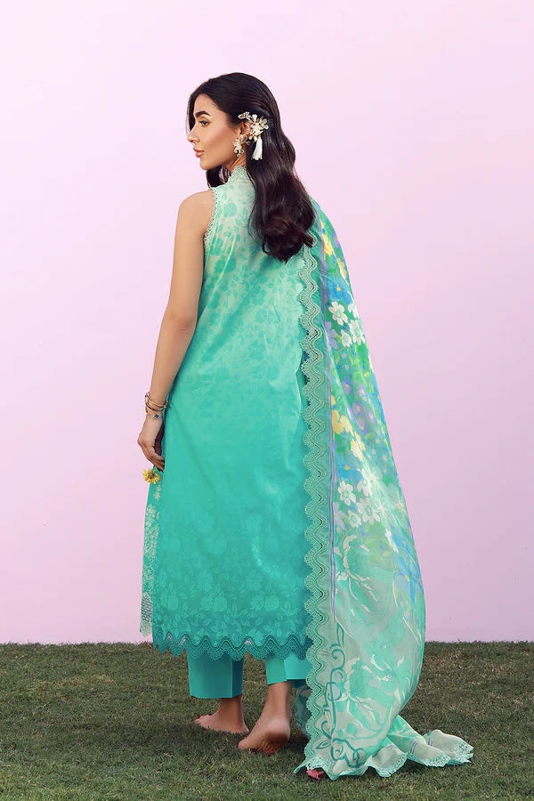 SAHAR MIRHA  EMBROIDERED LAWN TURQUOISE DRIFT
