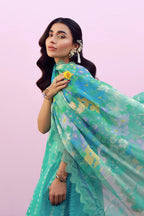 SAHAR MIRHA  EMBROIDERED LAWN TURQUOISE DRIFT