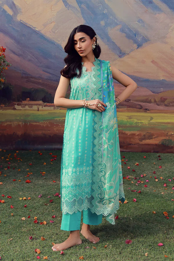 SAHAR MIRHA  EMBROIDERED LAWN TURQUOISE DRIFT