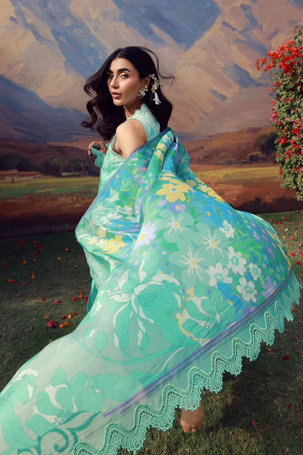 SAHAR MIRHA  EMBROIDERED LAWN TURQUOISE DRIFT